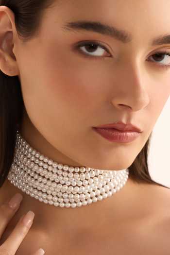 Shop_Anaash_White Pearls Choker Necklace _at_Aza_Fashions