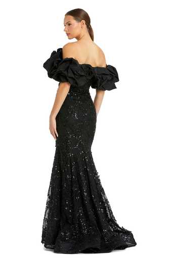 Shop_Mac Duggal_Black Polyester Sequins, Beads Off-shoulder Embellished Gown _at_Aza_Fashions
