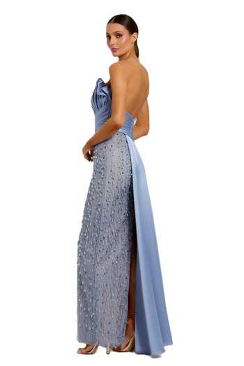 Shop_Mac Duggal_Blue Polyester Sequins, Beads, Fringe One Pleated Bodice Embellished Gown _at_Aza_Fashions
