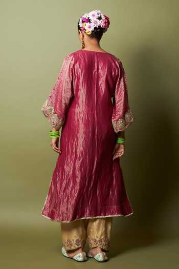 Shop_Pants And Pajamas_Cream Silk, Chanderi Embroidery Gulnaar Salwar _at_Aza_Fashions