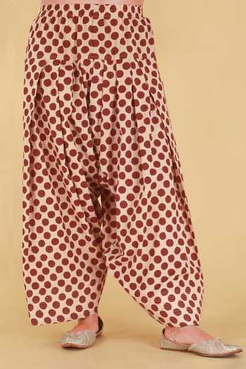 Buy_Kalakaari By Sagarika_Off White Cotton Mandarin Collar Floral Print Kurta And Palazzo Set 