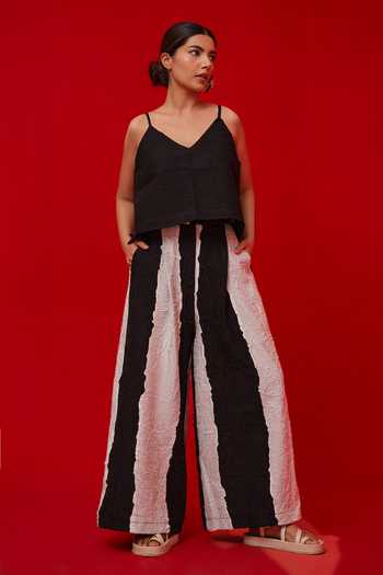 Buy_Stoique_Black Silk Union Colorblock Palazzo _at_Aza_Fashions