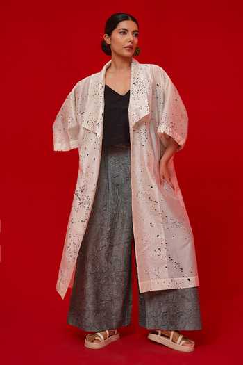 Buy_Stoique_Black Silk, Chanderi Printed Jacket _at_Aza_Fashions
