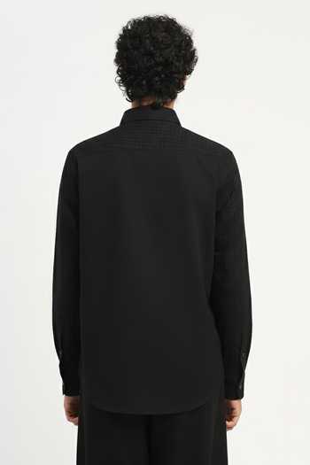Shop_ABRAHAM AND THAKORE_Black Cambric Embroidery Aari Shirt _at_Aza_Fashions