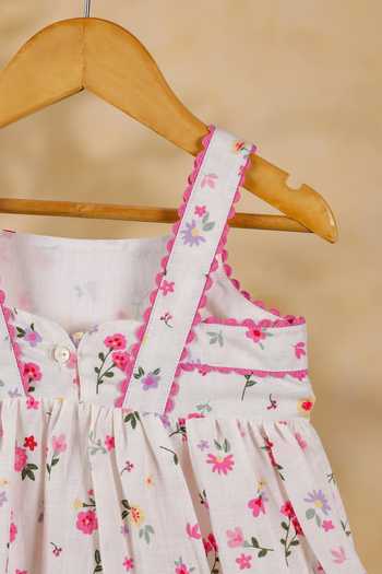 Shop_Casa Ninos_Pink Cotton Floral Print Dress _Online_at_Aza_Fashions