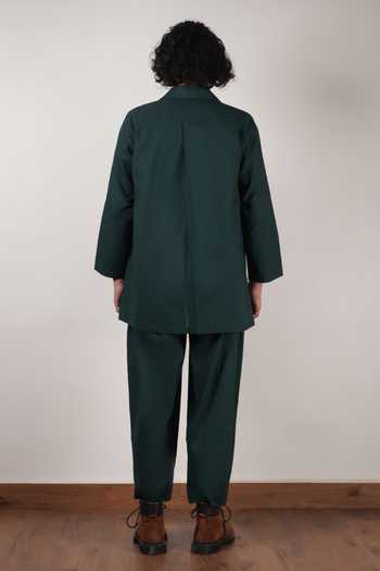 Shop_MATI_Green Cotton Jacket Trouser Set _at_Aza_Fashions
