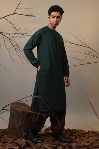 MATI_Brown Cotton Roots Baggy Pant _at_Aza_Fashions