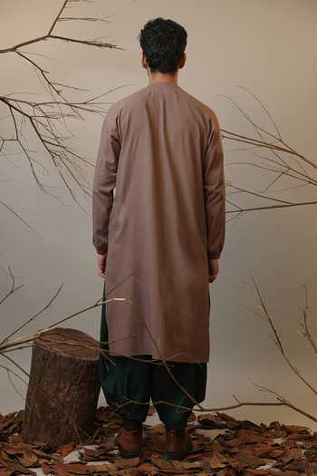 Shop_MATI_Beige Cotton Raglan Sleeve Kurta Set _at_Aza_Fashions