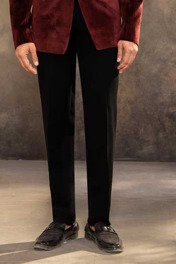 Millionaire_Maroon Suede Sequins Tonal Embroidered Suit And Pant Set _Online_at_Aza_Fashions