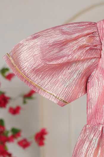 Casa Ninos_Pink Tissue Zari Peplum Tunic And Dhoti Pant Set _Online_at_Aza_Fashions