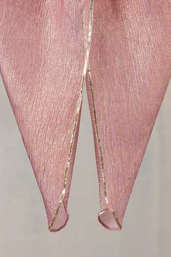 Buy_Casa Ninos_Pink Tissue Zari Peplum Tunic And Dhoti Pant Set _Online_at_Aza_Fashions