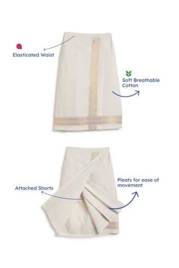 Tiber Taber_Cream Cotton Zari Border Mundu _Online_at_Aza_Fashions