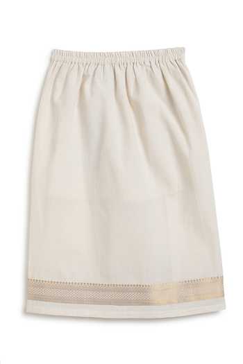 Shop_Tiber Taber_Cream Cotton Zari Border Mundu _Online_at_Aza_Fashions