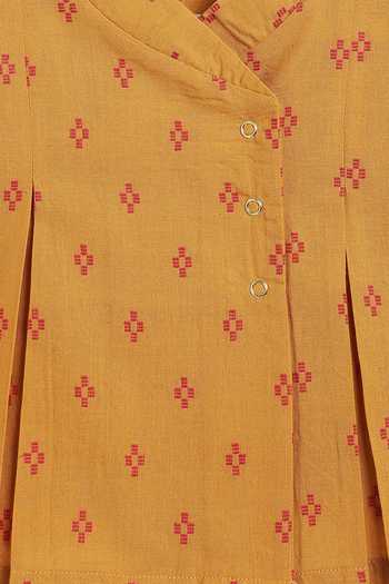 Shop_Tiber Taber_Yellow Cotton Jacquard Top And Pant Set _Online
