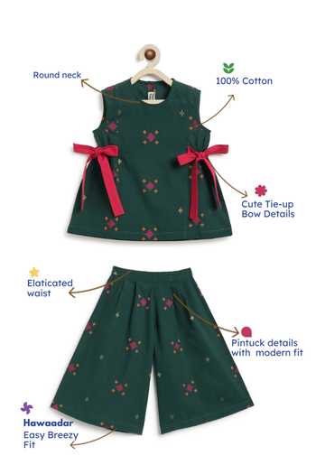 Shop_Tiber Taber_Green Cotton Jacquard Top And Pant Set _Online_at_Aza_Fashions