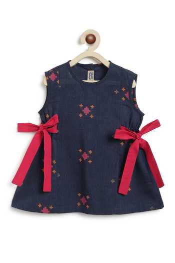 Tiber Taber_Blue Cotton Jacquard Top And Pant Set _at_Aza_Fashions