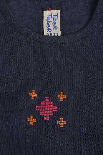 Shop_Tiber Taber_Blue Cotton Jacquard Top And Pant Set 