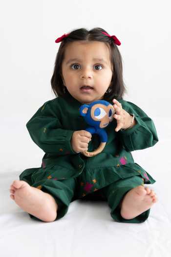 Buy_Tiber Taber_Green Cotton Jacquard Top And Pant Set _at_Aza_Fashions