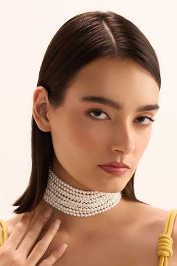 Buy_Anaash_White Pearls Choker Necklace _at_Aza_Fashions