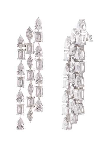 Prata_White Stones Glide Dangler Earrings _Online_at_Aza_Fashions