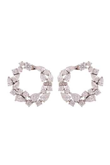Shop_Prata_Silver Plated Stones, Faux Diamonds Forma Wrap Earrings _at_Aza_Fashions