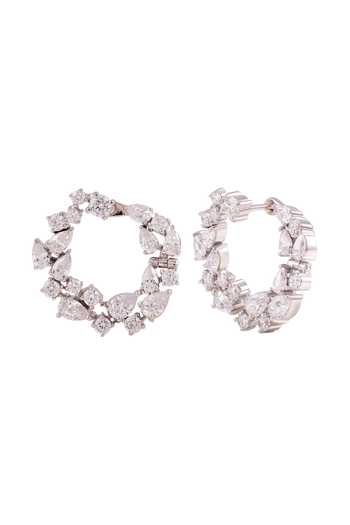 Prata_Silver Plated Stones, Faux Diamonds Forma Wrap Earrings _Online_at_Aza_Fashions