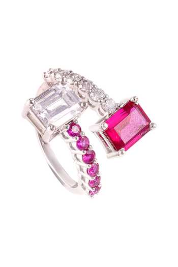 Prata_Red Stones Emerald Duet Wrap Ring _Online_at_Aza_Fashions