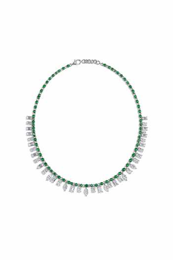 Shop_Prata_Green Poise Embellished Necklace _at_Aza_Fashions