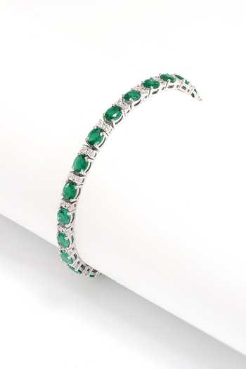 Shop_Prata_Green Stones Emerald Harmony Bracelet _at_Aza_Fashions
