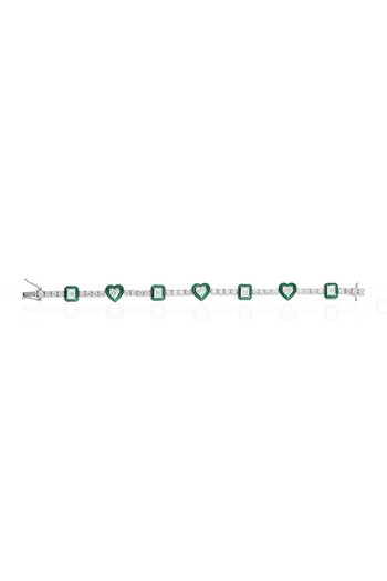 Prata_Green Stones Horizon Enamel Tennis Bracelet _Online_at_Aza_Fashions