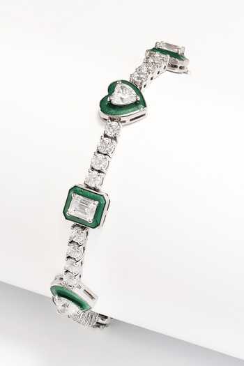 Buy_Prata_Green Stones Horizon Enamel Tennis Bracelet _at_Aza_Fashions