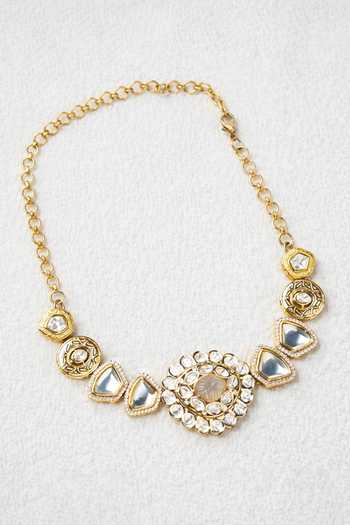 Shop_Xago_Gold Plated Kundan Stone Studded Choker _at_Aza_Fashions