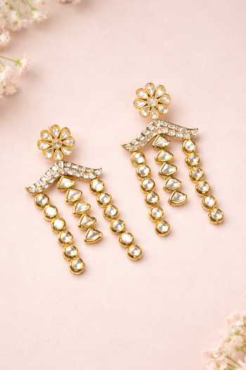 Shop_Xago_Gold Plated Stones Kundan Layer Studded Earrings _at_Aza_Fashions