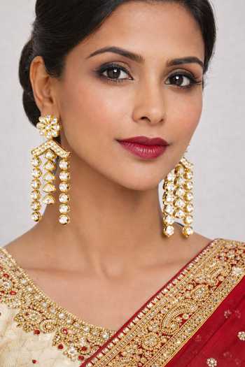 Buy_Xago_Gold Plated Stones Kundan Layer Studded Earrings _at_Aza_Fashions