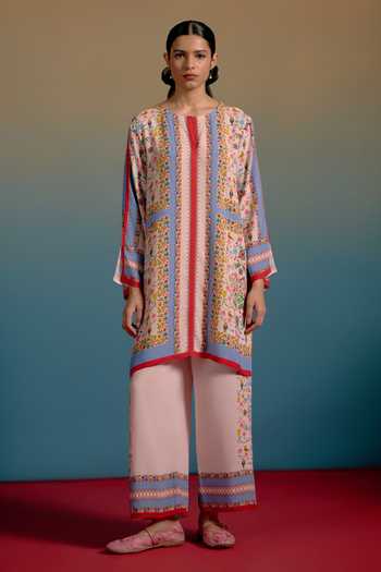 Buy_Shetab Kazmi_Pink Cotton Lyra Printed Kurta And Pant Set _at_Aza_Fashions