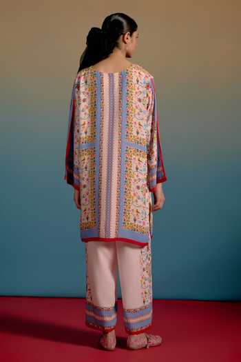 Shop_Shetab Kazmi_Pink Cotton Lyra Printed Kurta And Pant Set _at_Aza_Fashions