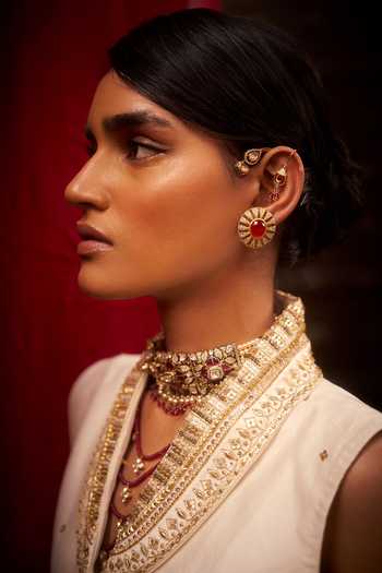 Buy_Hirika & Dhruti_Off White Silk, Chanderi Embroidery, Gota Patti Jungle Hand Kurta And Sharara Set 