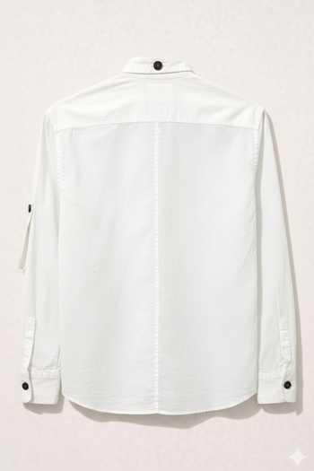 House Of Three_White Cotton Handloom Mulmul Utility Shirt _Online_at_Aza_Fashions