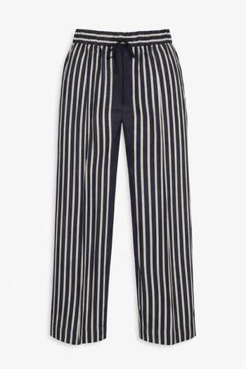 Shop_House Of Three_Black Cotton, Linen Striper Lounge Trouser _Online_at_Aza_Fashions