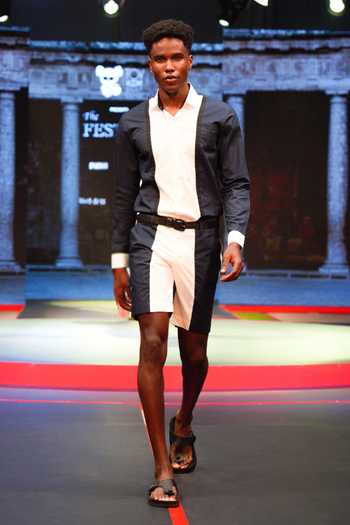 Buy_House Of Three_White Cotton, Poplin Color Block Shorts _at_Aza_Fashions