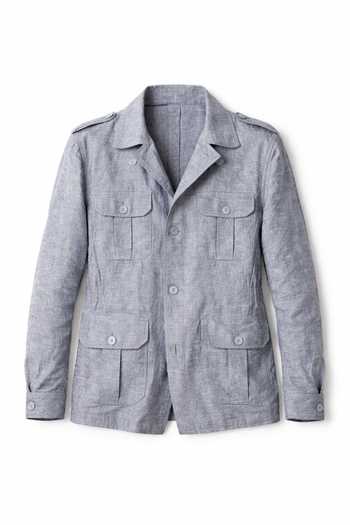 Shop_House Of Three_Grey Linen Safari Shacket _Online_at_Aza_Fashions