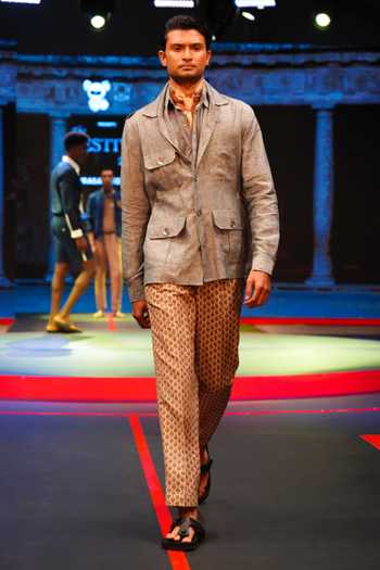 House Of Three_Grey Linen Safari Shacket _at_Aza_Fashions
