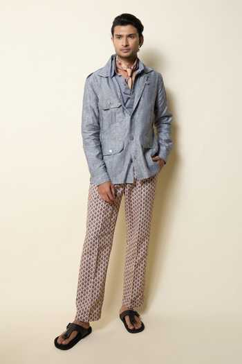 Buy_House Of Three_Grey Linen Safari Shacket 