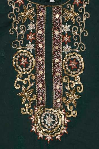 Petite Pomme_Green Polyester Embroidery, Sequins, Zari Work Kurta And Pant Set _Online_at_Aza_Fashions