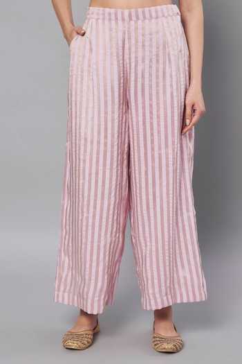 Buy_Doux Amour_Purple Tissue Applique Round Neck, Yes Breeze Work Kurta And Pant Set _Online_at_Aza_Fashions