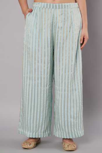 Buy_Doux Amour_Blue Chanderi, Tissue Embroidery, Beads, Tassels Round Petal Promise Kurta Set 
