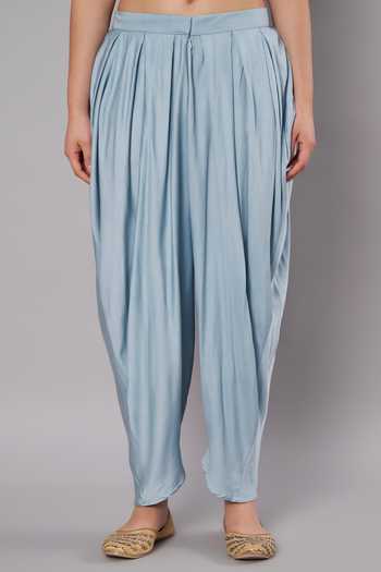 Shop_Doux Amour_Blue Chanderi, Modal, Rayon Embroidery, Beads, Applique Meadow Peplum Kurta Set _Online_at_Aza_Fashions