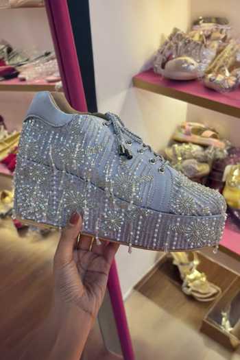 Buy_Tiesta_Grey Pearl Glow Platform Sneakers _at_Aza_Fashions