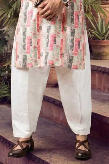 Shop_Jhambthreads_Multi Color Silk, Cotton Abstract Printed Kurta And Pyjama Set _Online_at_Aza_Fashions