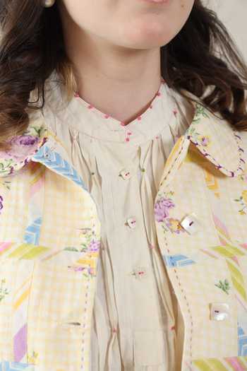 Buy_Dhaari_Yellow Silk, Cotton Collared Handwoven Jacket _Online_at_Aza_Fashions